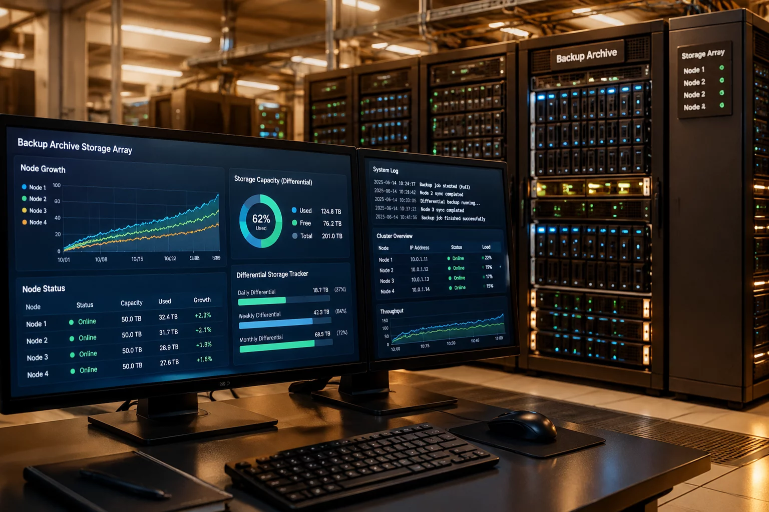 Archived storage volume audit with active growing branch nodes